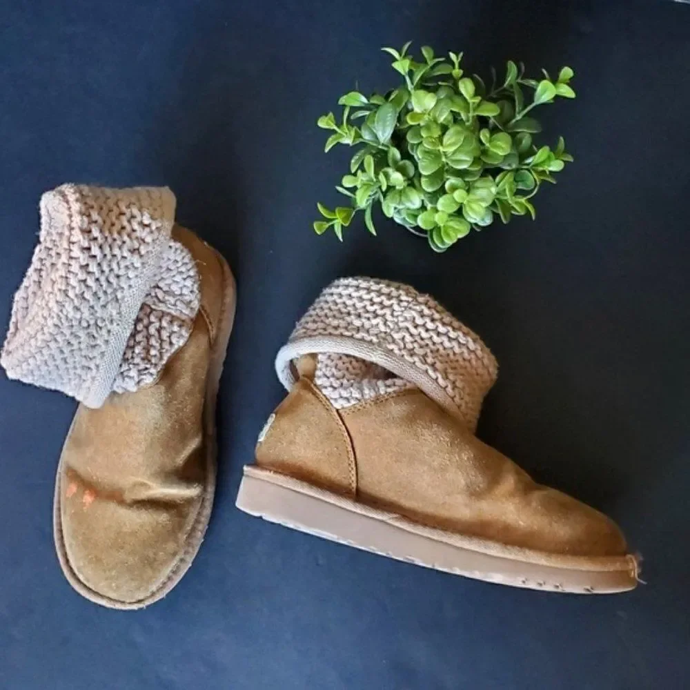 Ugg Girls Knitted and Suede Boots